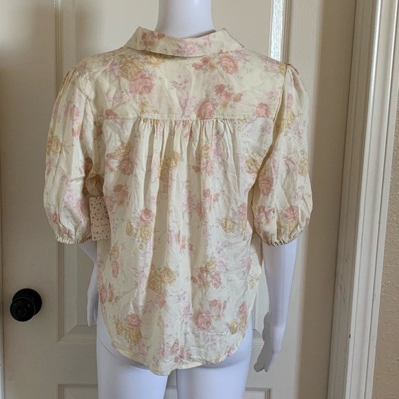 Free People Celia Printed Blouse In Ivory - Picture 8 of 10